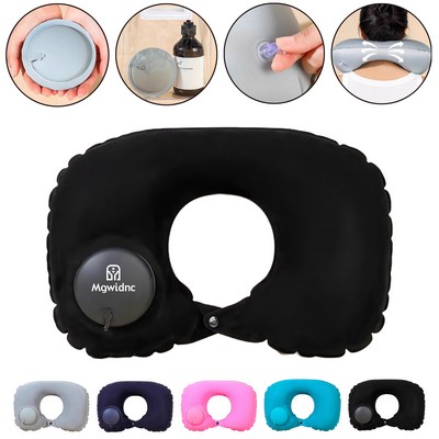 Flocked Inflatable U-Shaped Neck Pillow for Travel