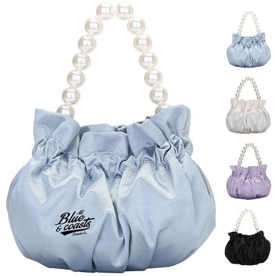 Mini Corduroy Pearl Chain Handbag