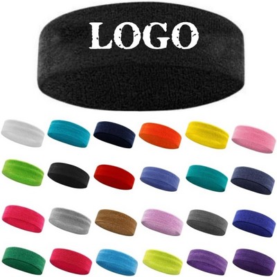 7" Custom Cotton Terry Sweat Band Sport Headband