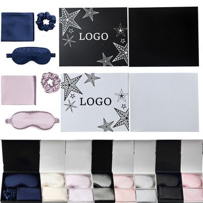 Satin Eye Mask-Hair Tie-Pillowcase Set in Gift Box