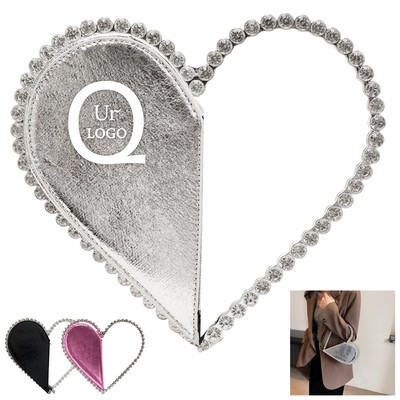 Heart-Shaped Diamond-Encrusted Clutch Bag