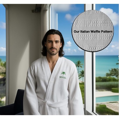 100% Cotton Italian Waffle Weave Bathrobe