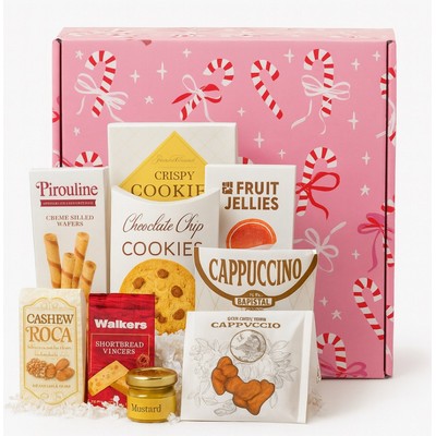 Pink Festive Candy Cane Box of Snacks