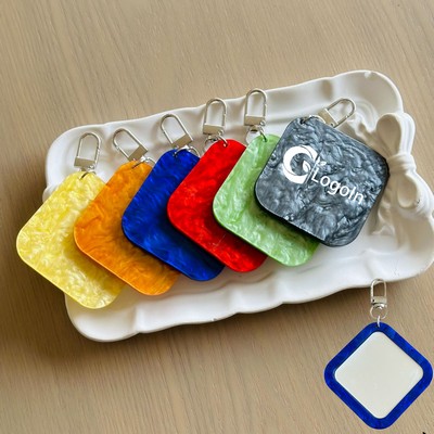 Square Acrylic Small Pocket Make Up Mirror with Keychain