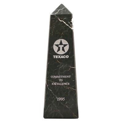 Small Black Zebra Marble Obelisk Pinnacle Award