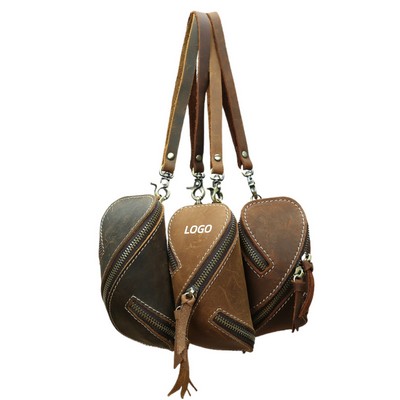 Crazy Horse Leather Zipper Key Case