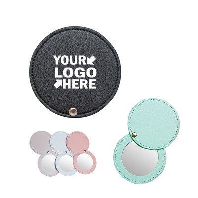 Mini Portable PU Leather Compact Mirrors