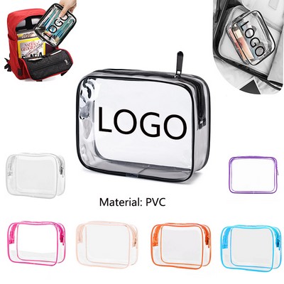 8" Transparent PVC Zippered Toiletry/Makeup/Cosmetic Bag