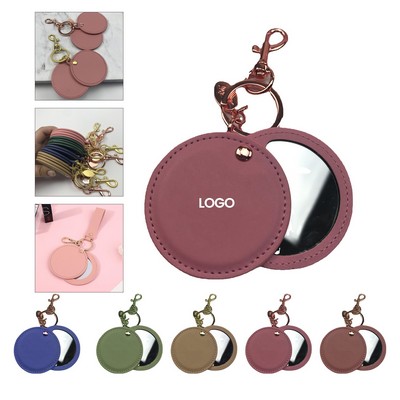 Round Leather Compact Mirror