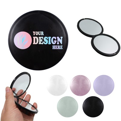 Foldable Flip-Top Round Mirror