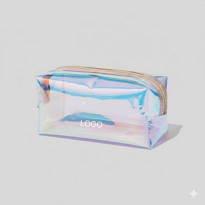 Holographic Laser Makeup Bag Multi-Functional Iridescent Toiletry Pouch Radiant Rainbow Cosmetic