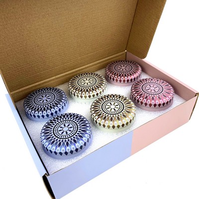 6pcs Round Tin Box Soy Wax Scented Candle