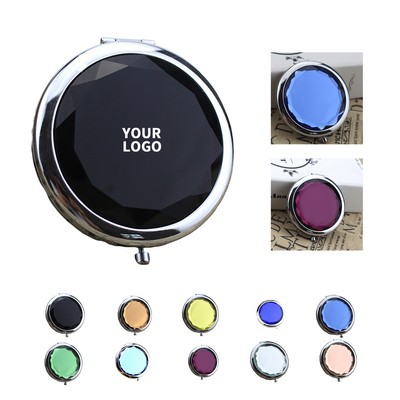 Crystal Folding Vanity Mirror With Dual Magnification 2.8"