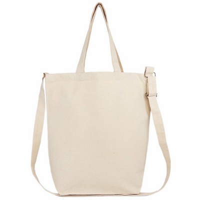Blank Crossbody Travel 11 oz Canvas Tote Bag | Everyday Carryall Grocery (16x16x6)