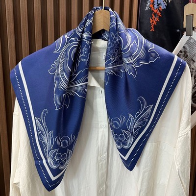 Custom 21" x 21" 100% Mulberry Silk Headband Twill Silk Square Scarf