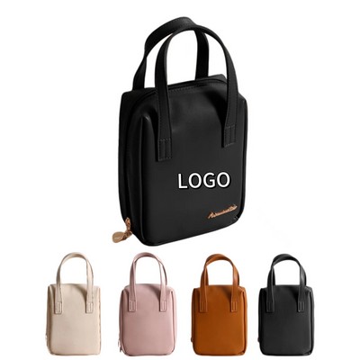 Waterproof PU Leather Hand Held Toiletry Bag