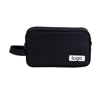 Men's Double-Layer Travel Toiletry Bag – Large Capacity Oxford Cloth Wash Kit Organizer