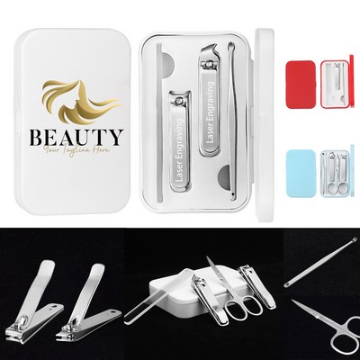 Stainless Steel Nail Clipper and Ear Care Tool Set with Box