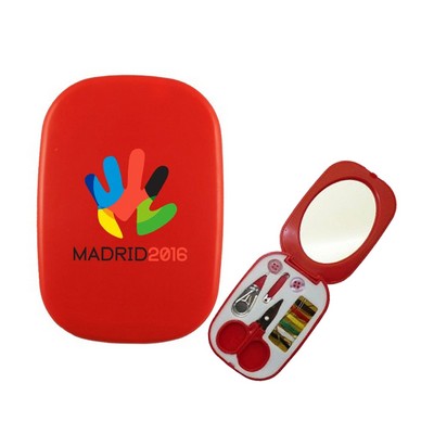 Compact Sewing Kit With Enclosed Mirror