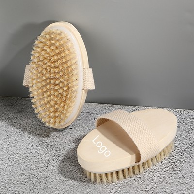 Oval Wooden Pig Bristles Bath Body Brush