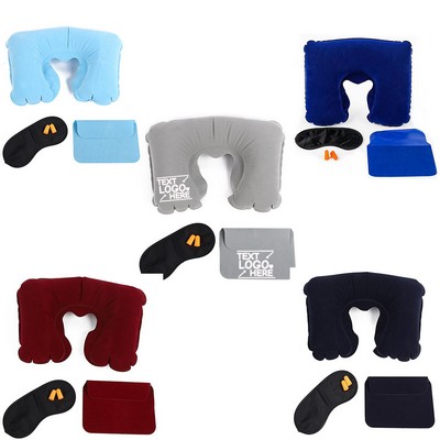 Inflatable Neck Pillow Travel Comfort Kit