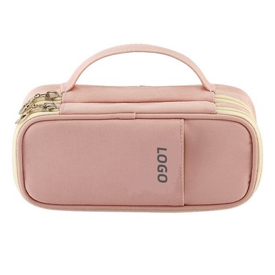 Dual Layer High Capacity Pencil Case Stylish Student Organizer