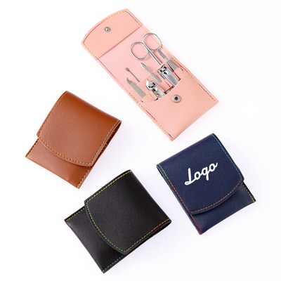 Portable 7 in 1 Nail Care Kit with Leather Case MOQ 50