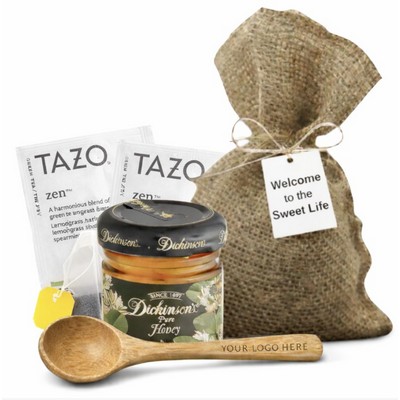 Sweet Welcome Honey & Tea Gift Set with Engraved Spoon