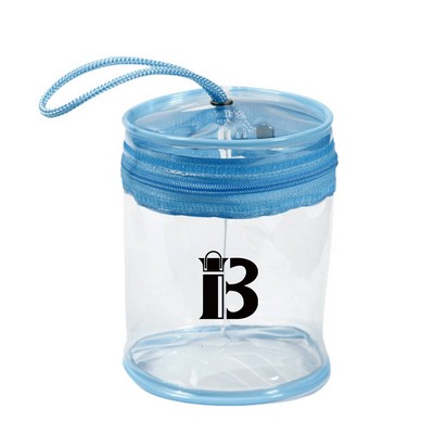 PVC Transparent Cylindrical Waterproof Makeup Bag