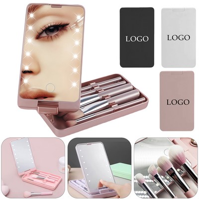 360° Swivel LED Beauty Mirror W/ Matching Brush Kit