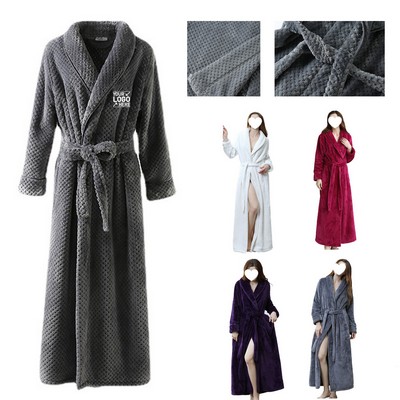 Luxury Plush Long Bathrobe with Belted Wrap Design