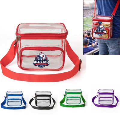Stadium Approved Clear PVC Transparent Lunch Bag with Front Zipper Pocket
