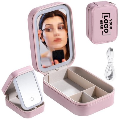 LED Makeup Mirror with Storage Organizer