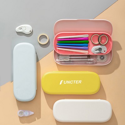 Plastic Pencil Case with Snap-Tight Lid Double Layer