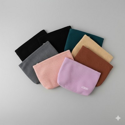 Corduroy Large Capacity Toiletry Bag Portable Canvas Makeup Organizer & Travel Wash Bag