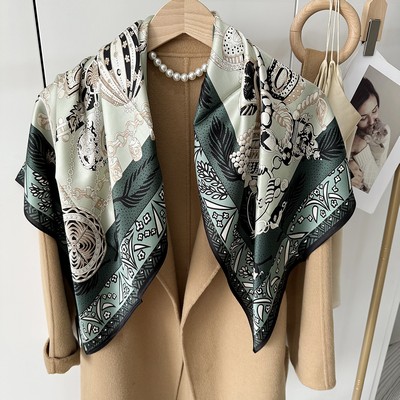 Custom 35.5" x 35.5" 100% Mulberry Silk Neck Scarf Silk Satin Wristband