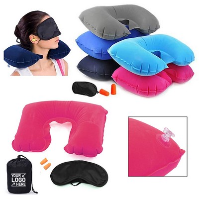 Inflatable Travel Pillows Eye Masks and Earplugs