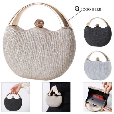 Arc-Shaped Handle Evening Clutch Bag