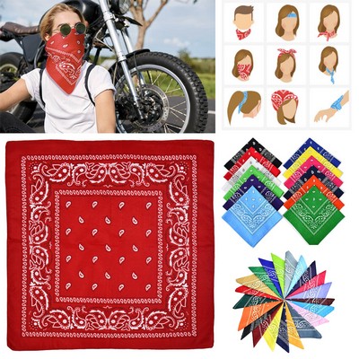 100% Polyester Square Bandana Handkerchief Headband Scarf