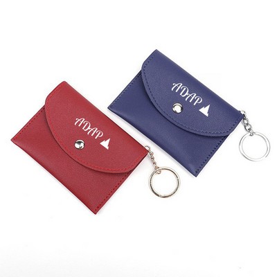 Sleek PU Leather Wallet Card Holder with Keychain