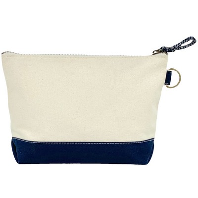 Blank Premium Travel Canvas Pouch | Toiletry Tech Organizer Kit Navy (11x7x3)