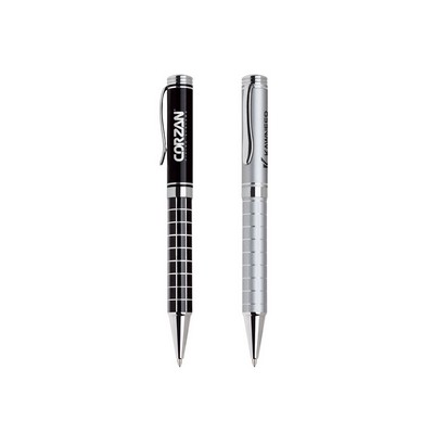 Grid Barrel Ballpoint Twist Metal Pen