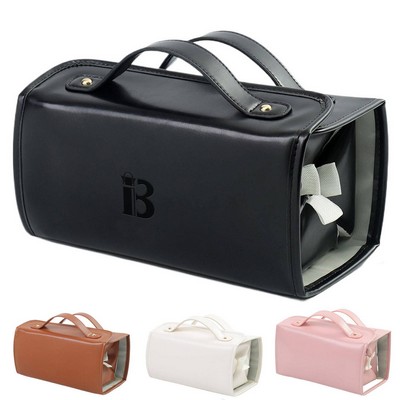 Portable PU Leather Travel Cosmetic Bag Detachable Pouches