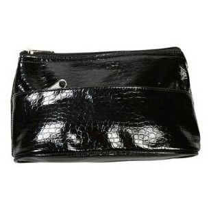 Rectangle Croc Skin Vinyl Hand Bag w/ Front Zipper Pocket