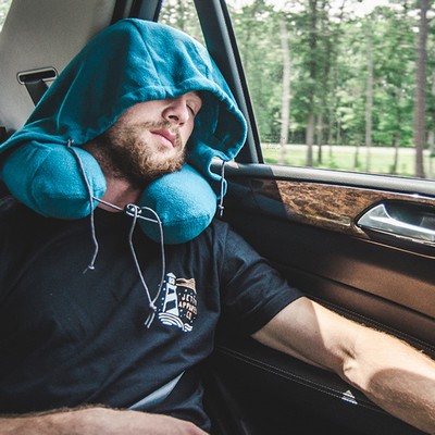 Hooded Neck Travel Pillow - Peacock Green