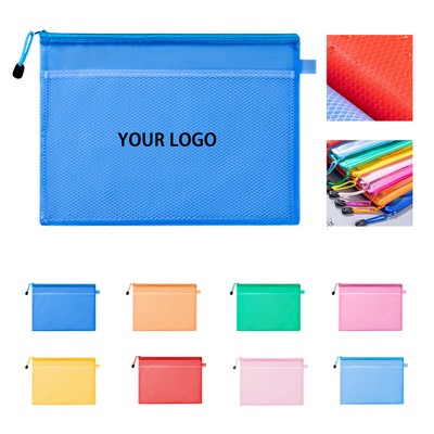 Frosted PVC Zipper A4 Document Storage Pouch 9.06" X 13"