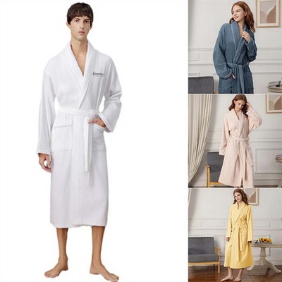 Satin Stripe Kimono Collar Bathrobe