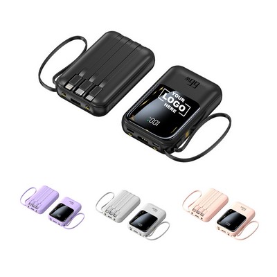Mini Fast Charge Digital Display Built-In Cable Power Bank