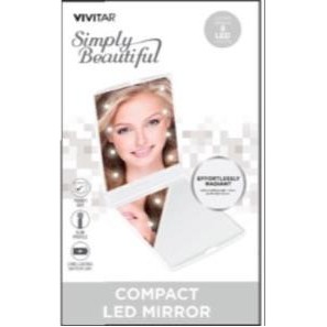 Health Beauty & Fitness Vivitar Compact Led Ultra-Slim Mirror - White