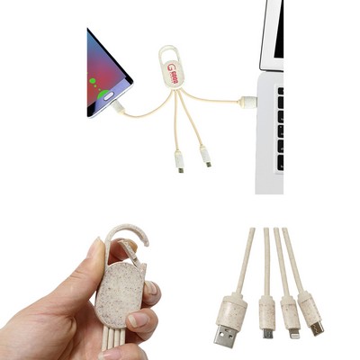 Wheat Straw 4-in-1 Data Cable